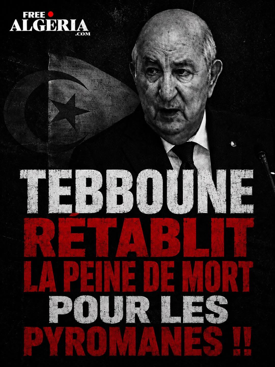 Abdelmadjid Tebboune a annoncé vouloir rétablir l’exécution de la peine de mort contre les personnes reconnues coupables d’incendies volontaires